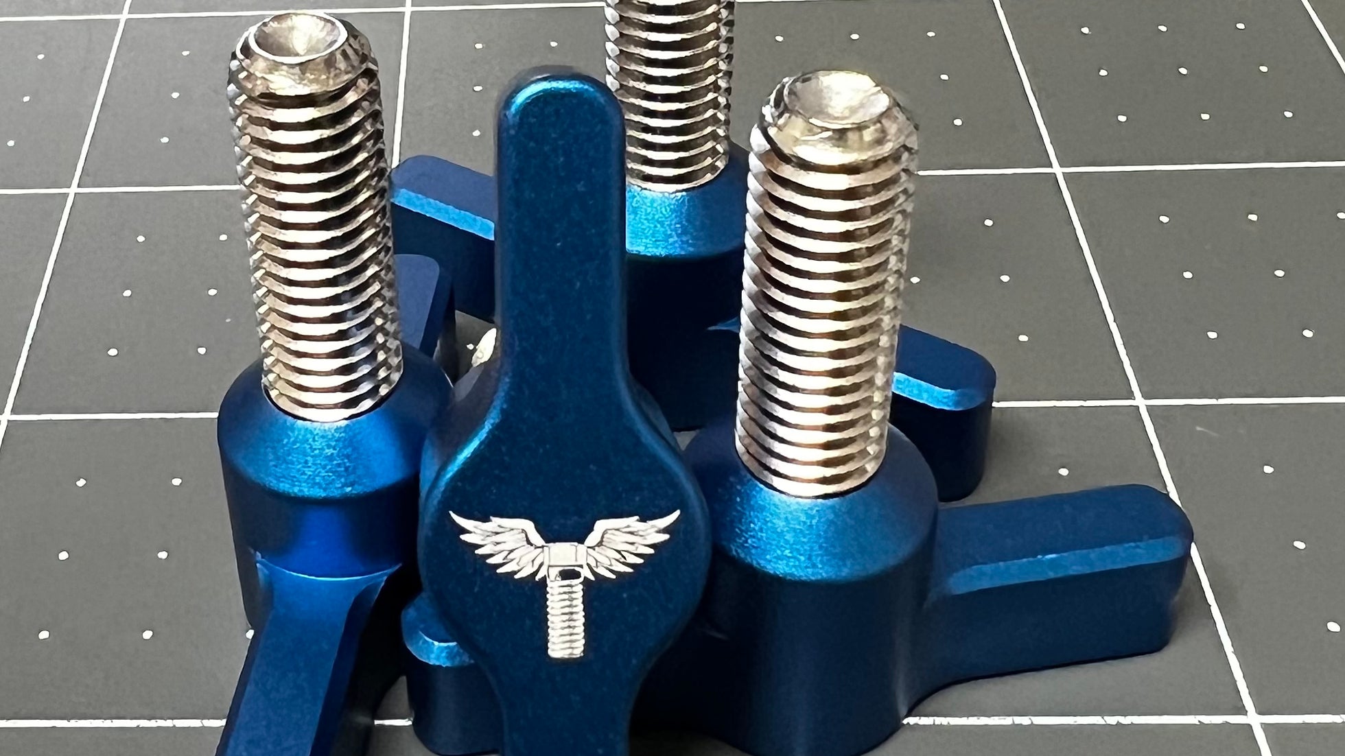 Satin Blue M8x25mm wing screws